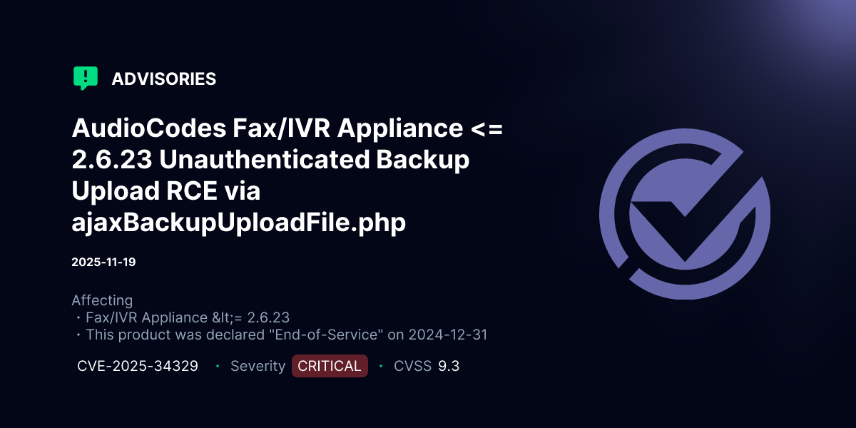 AudioCodes Fax/IVR Appliance