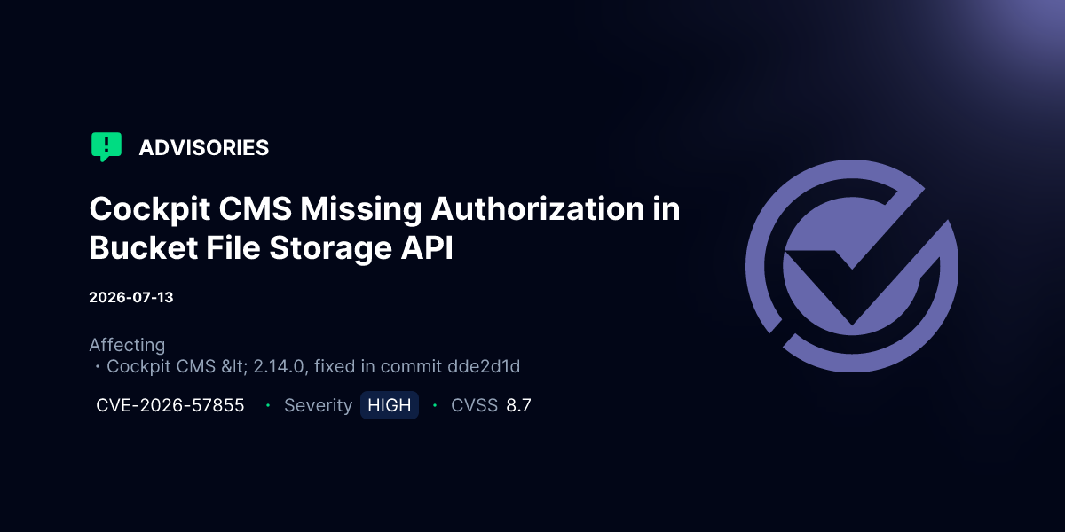 Cockpit CMS Missing Authorization in Bucket File Storage API ...