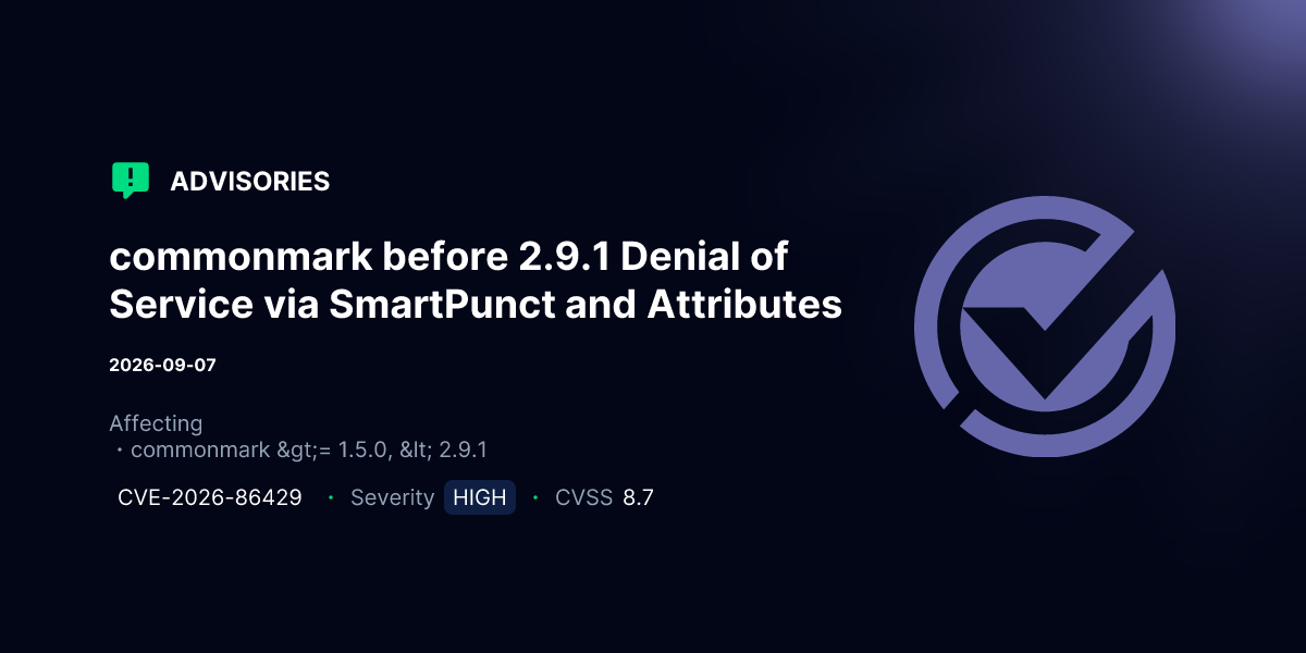 Denial of Service Vulnerability in Commonmark Affects Multiple Versions