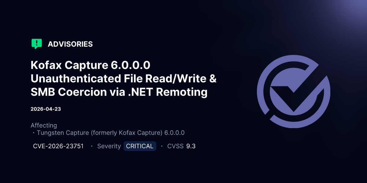 Capture .net Red Kofax Capture 6.0.0.0 Unauthenticated File Read/Write & SMB Coercion ...