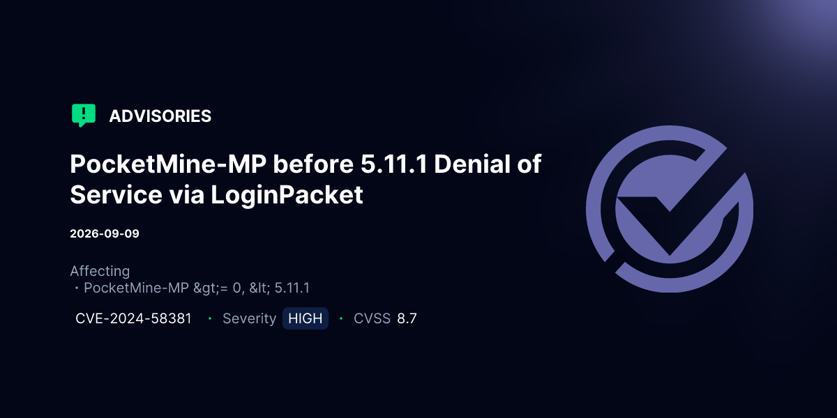 Multiple Pocketmine MP Vulnerabilities Lead to Denial of Service Risks