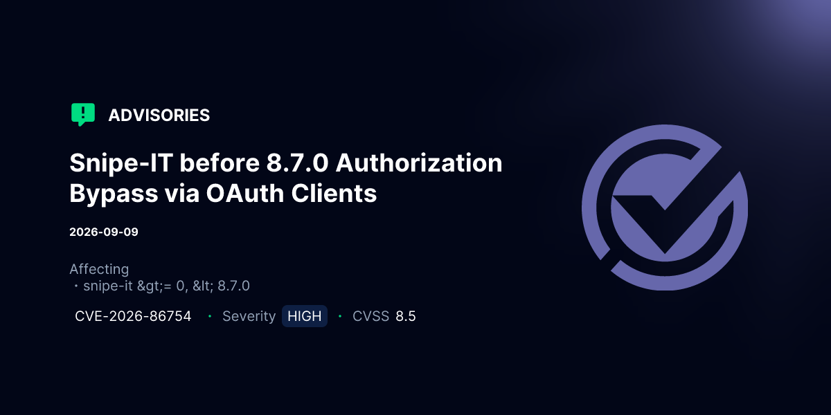 Multiple Authorization Bypass Vulnerabilities in Snipe-IT 8.7.0