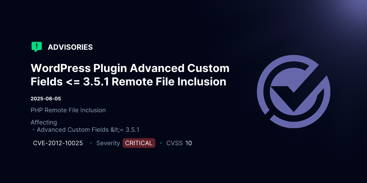 Remote File Inclusion Png WordPress Plugin Advanced Custom Fields