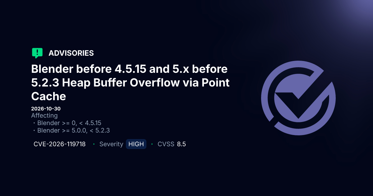Blender Heap Buffer Overflow Vulnerabilities Disclosed