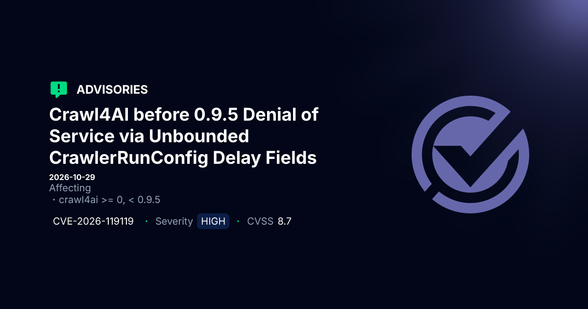 Crawl4AI Vulnerabilities: DoS and Untrusted Model Loading Issues