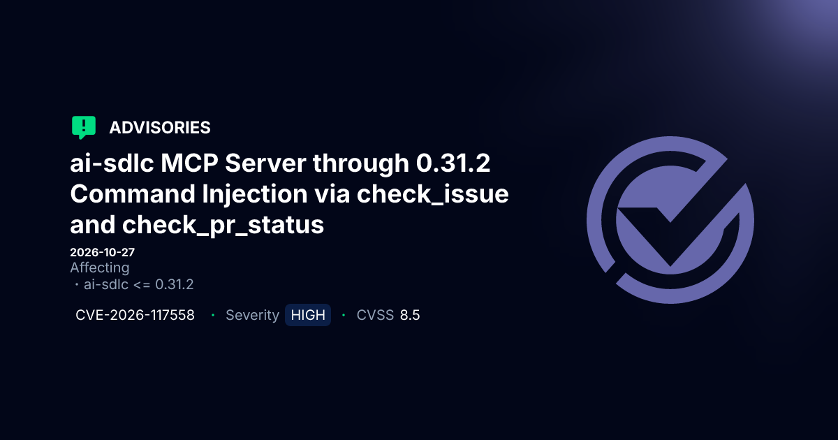 Critical OS Command Injection Vulnerability in Ai Sdlc MCP Server Tools