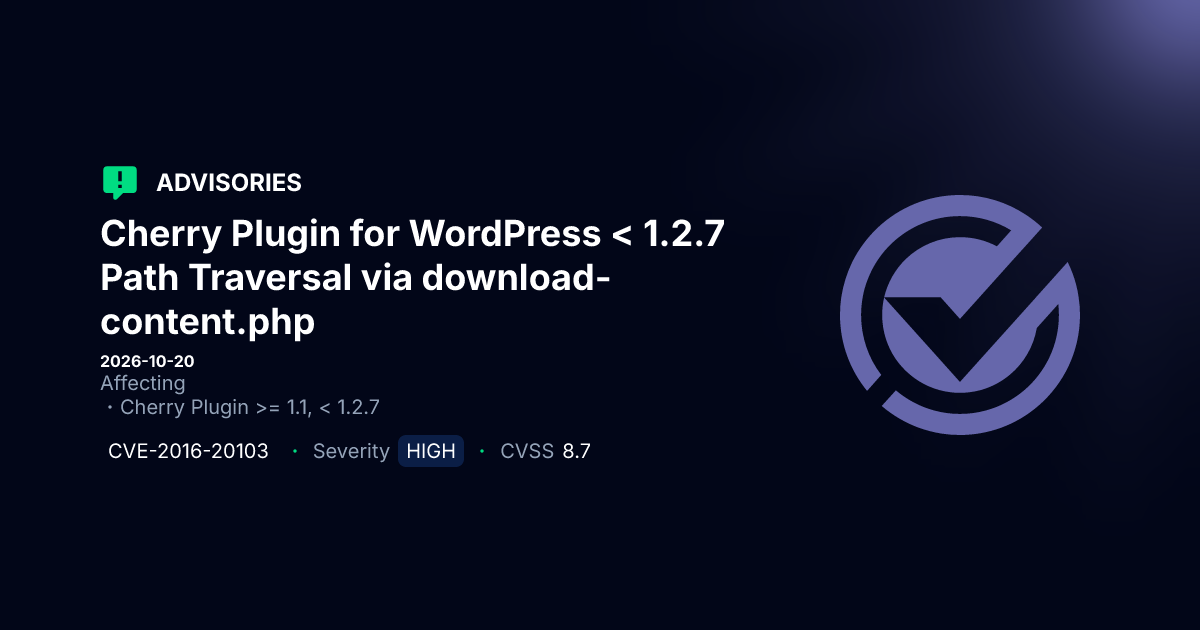 Path Traversal Vulnerabilities in Cherry Plugin and Churchope Theme for WordPress