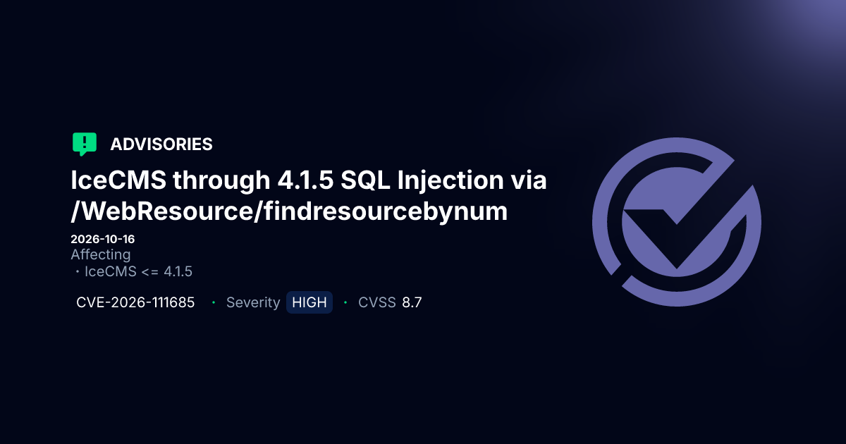 Unauthenticated SQL Injection Vulnerability in IceCMS 4.1.5