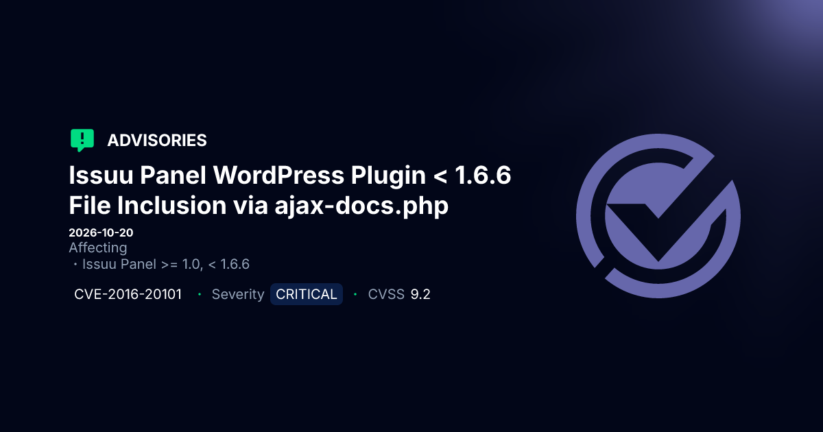 WordPress Issuu Panel Plugin Vulnerability Exposes Sites to RFI and LFI Attacks