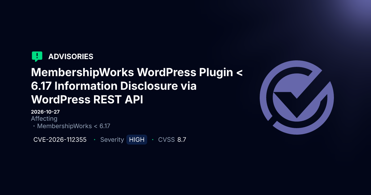 CVE-2026-112355: MembershipWorks Plugin Exposes Member Content