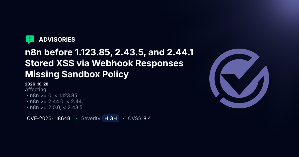 Stored XSS Vulnerability in n8n Webhook Responses