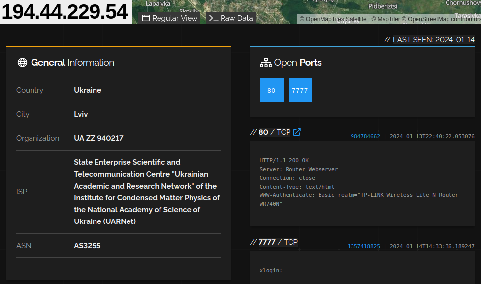 TP-Link colocated with 7777-Botnet