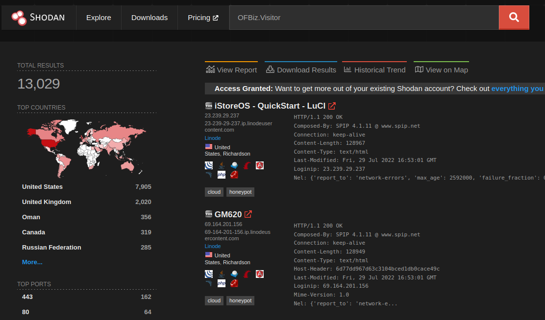 OFBiz on Shodan