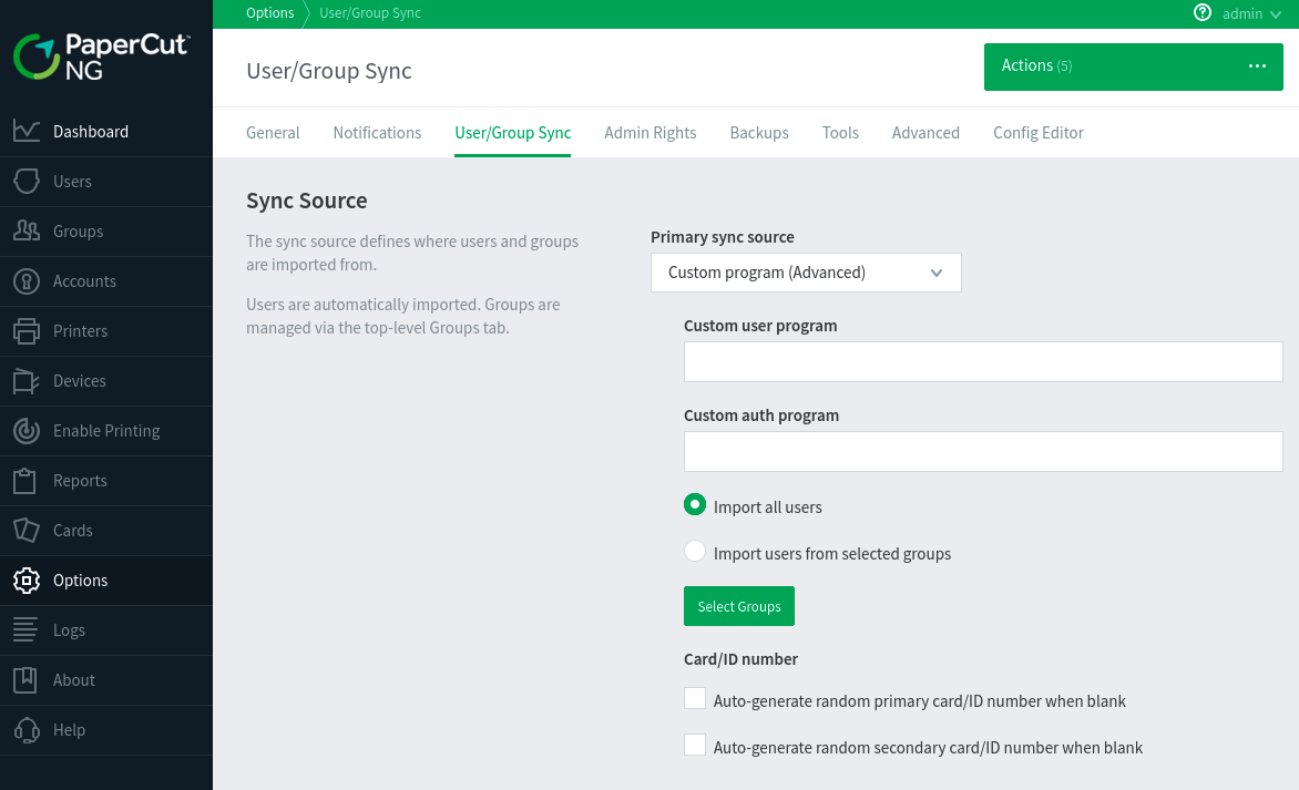PaperCut NG User/Group Sync