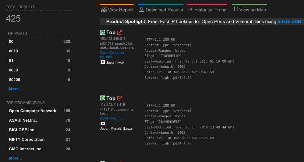 Vulnerable SolarView instances on Shodan