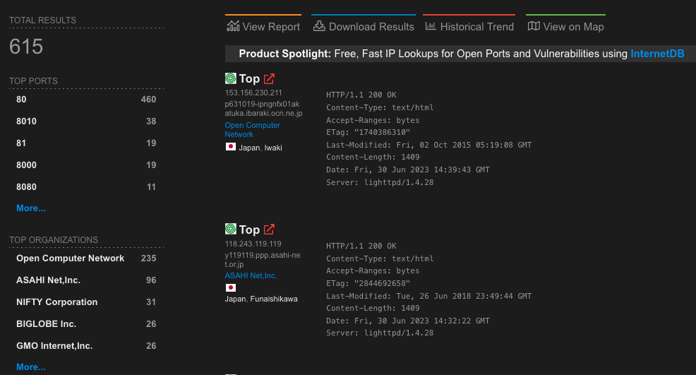 SolarView instances on Shodan