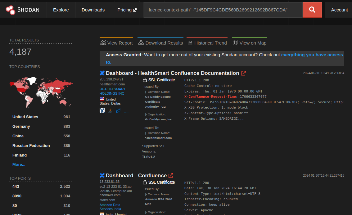 The final Shodan query