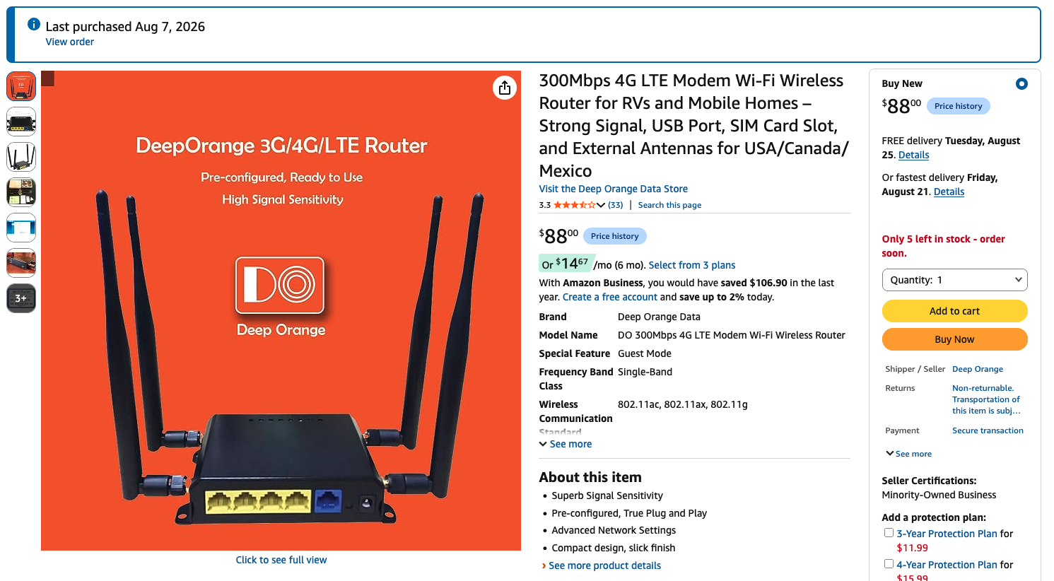 Deep Orange router on Amazon